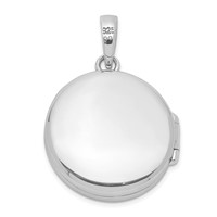 Sterling Silver Rhodium-plated Polished CZ Border 20mm Round Locket view 4