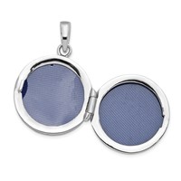 Sterling Silver Rhodium-plated Polished CZ Border 20mm Round Locket view 3