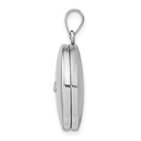 Sterling Silver Rhodium-plated Polished Diamond Star 20mm Round Locket view 2