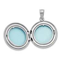 Sterling Silver Rhodium-plated Polished Diamond Star 20mm Round Locket view 4