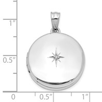 Sterling Silver Rhodium-plated Polished Diamond Star 20mm Round Locket view 5