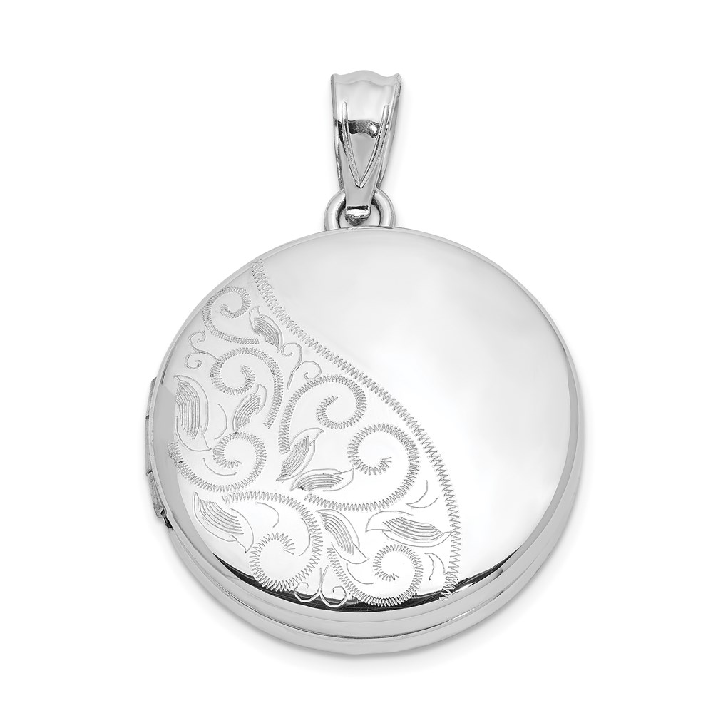 Sterling Silver 20mm Polished Scrolled Round Locket