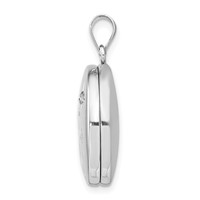 Sterling Silver Rhodium-plated Polished Front Satin Back Diamond Star I Love You to the Moon and Back 20mm Round Locket view 2