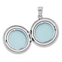 Sterling Silver Rhodium-plated Polished Front Satin Back Diamond Star I Love You to the Moon and Back 20mm Round Locket view 3