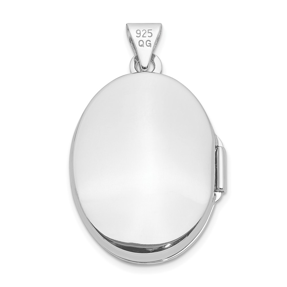Sterling Silver Rhodium-plated 21mm Floral Oval Locket (QLS964)