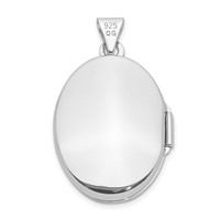 Sterling Silver Rhodium-plated Polished Floral Border 21mm Oval Locket view 3