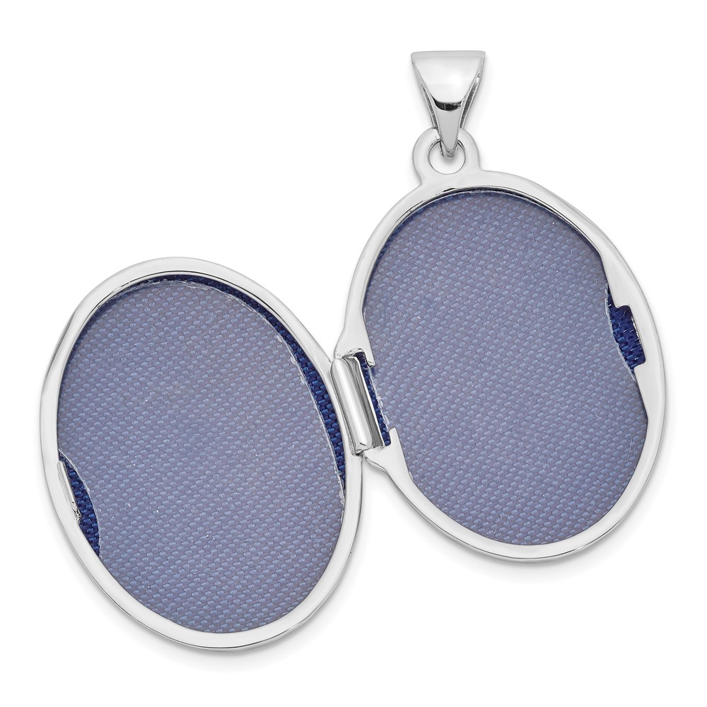 Sterling Silver Rhodium-plated 21mm Floral Oval Locket (QLS964)