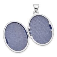 Sterling Silver Rhodium-plated Polished Floral Border 21mm Oval Locket view 4