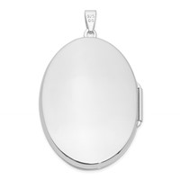 Sterling Silver Rhodium-plated Polished Scroll Design 38mm Oval Locket view 3