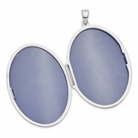 Sterling Silver Rhodium-plated Polished Scroll Design 38mm Oval Locket view 4