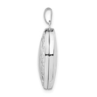 Sterling Silver Rhodium-plated Polished Heart Border 21mm Oval Locket view 2
