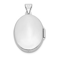 Sterling Silver Rhodium-plated Polished Heart Border 21mm Oval Locket view 3