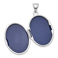 Sterling Silver Rhodium-plated Polished Heart Border 21mm Oval Locket view 4
