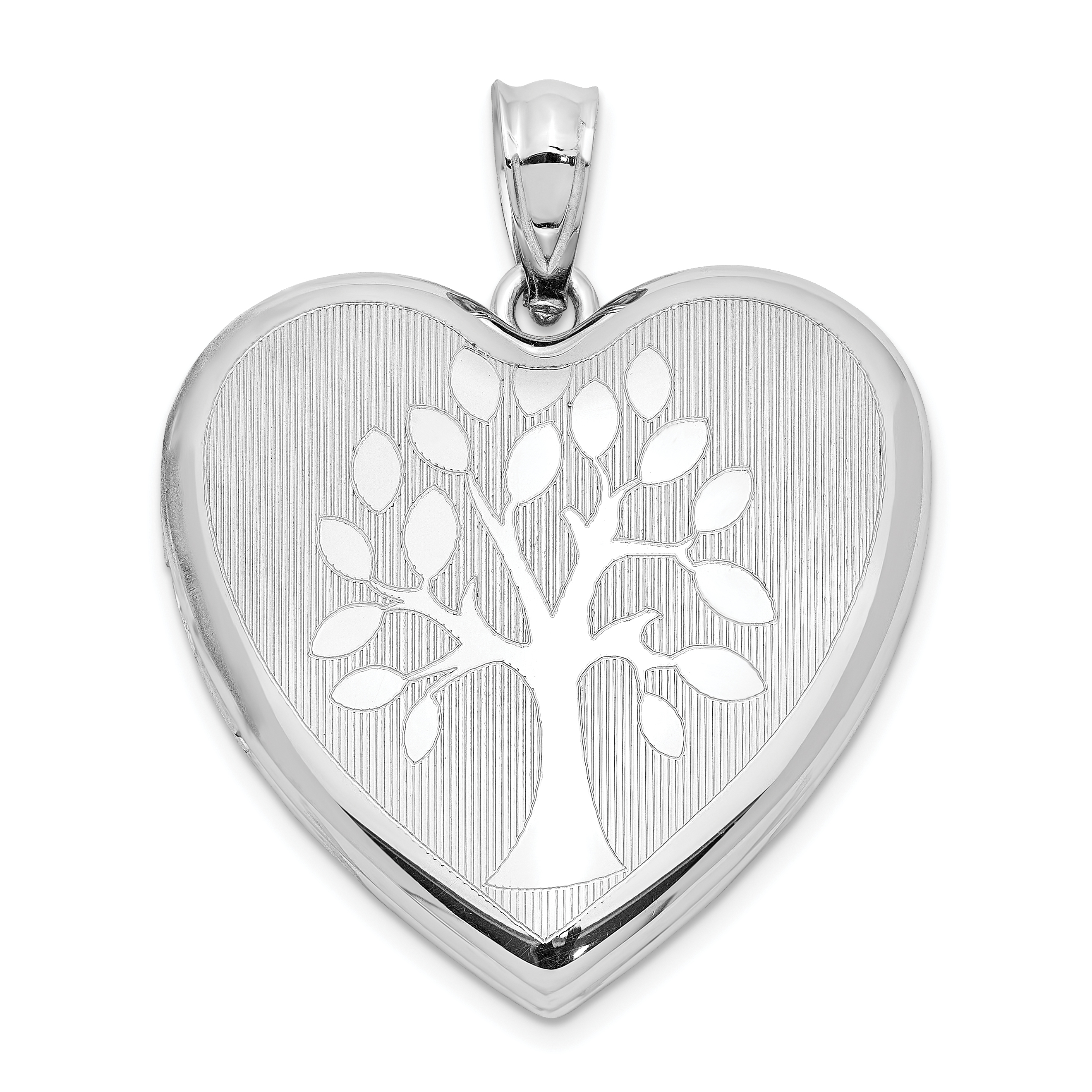 Sterling Silver Rhodium-plated Tree Ash Holder Heart Locket (QLS975)