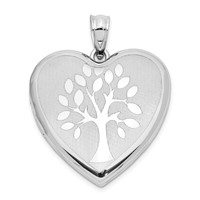 Sterling Silver Rhodium-plated Satin Tree 24mm Ash Holder Heart Locket view 1