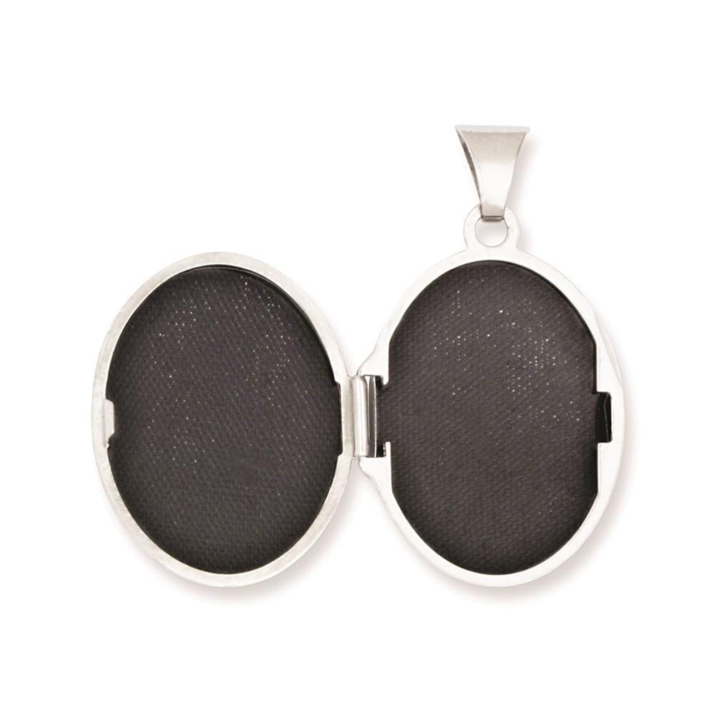 Sterling Silver Rhodium-plated Polished 21mm Oval Locket (QLS98)