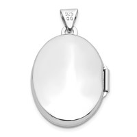 Sterling Silver Rhodium-plated Polished 21mm Oval Locket view 4