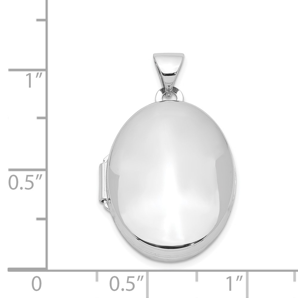 Sterling Silver Rhodium-plated Polished 21mm Oval Locket (QLS98)