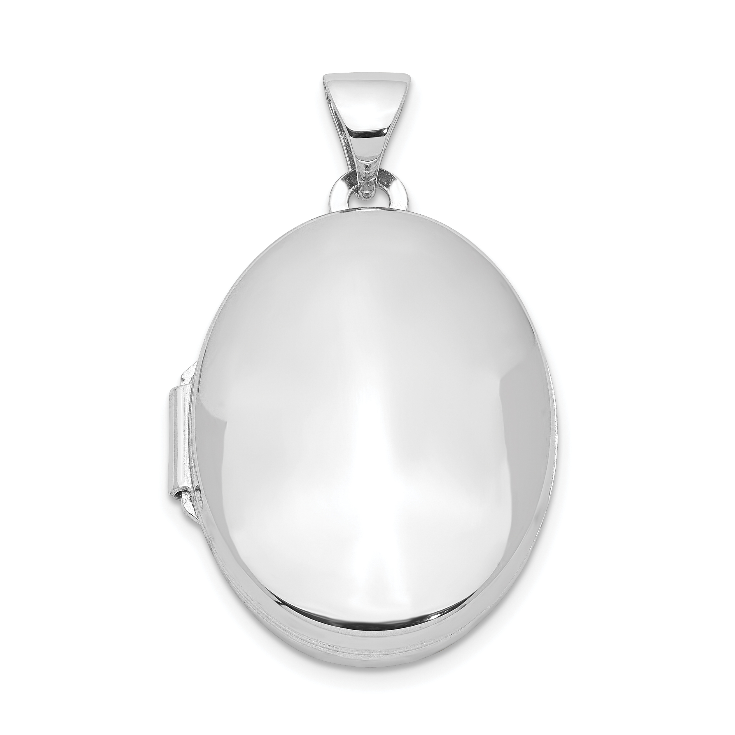 Sterling Silver Rhodium-plated Polished 21mm Oval Locket (QLS98)