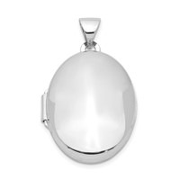 Sterling Silver Rhodium-plated Polished 21mm Oval Locket view 1