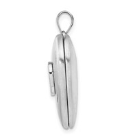 Sterling Silver Rhodium-plated Satin Diamond and Moving Vibrant CZ 22mm Heart Locket view 2