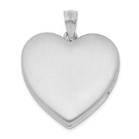 Sterling Silver Rhodium-plated Satin Diamond and Moving Vibrant CZ 22mm Heart Locket view 3