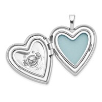 Sterling Silver Rhodium-plated Diamond and Moving Vibrant CZ 19mm Heart Locket view 4