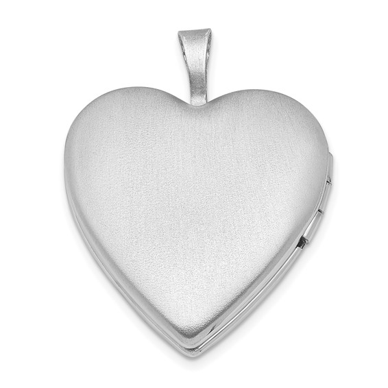 Sterling Silver Rhodium-plated Satin & Polished XO Heart Locket
