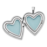 Sterling Silver Rhodium-plated Satin & Polished XO Heart Locket view 4