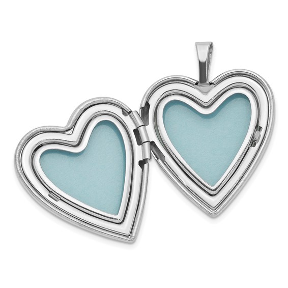 Sterling Silver Rhodium-plated Satin & Polished XO Heart Locket