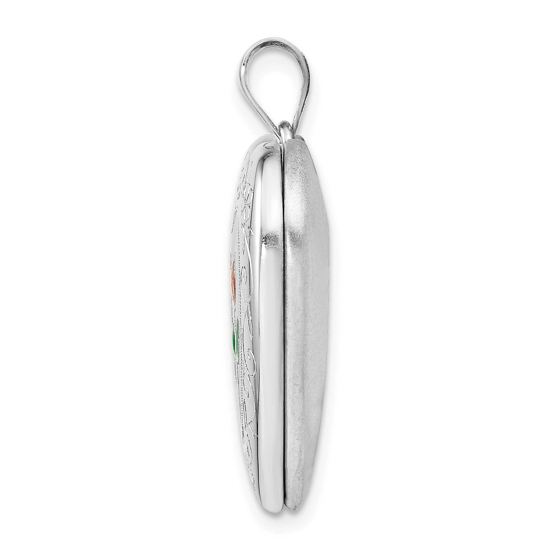 Silber emailliert Rose Esche Halter Herz Medaillon QLS985 - Bild 2 von 4