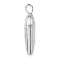 Sterling Silver Rhodium-plated Enameled Rose Forever in MY Heart 24mm Ash Holder Heart Locket view 2