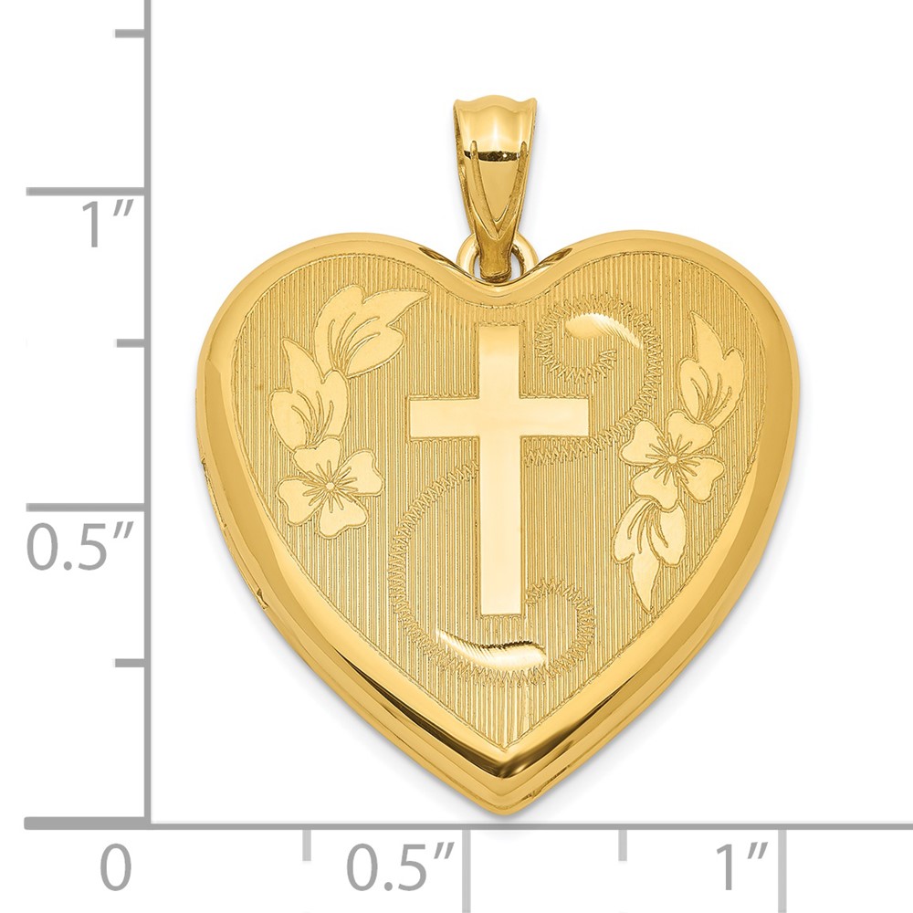 Sterling Silver Gold-tone Floral Cross Ash Holder Heart Locket (QLS989)