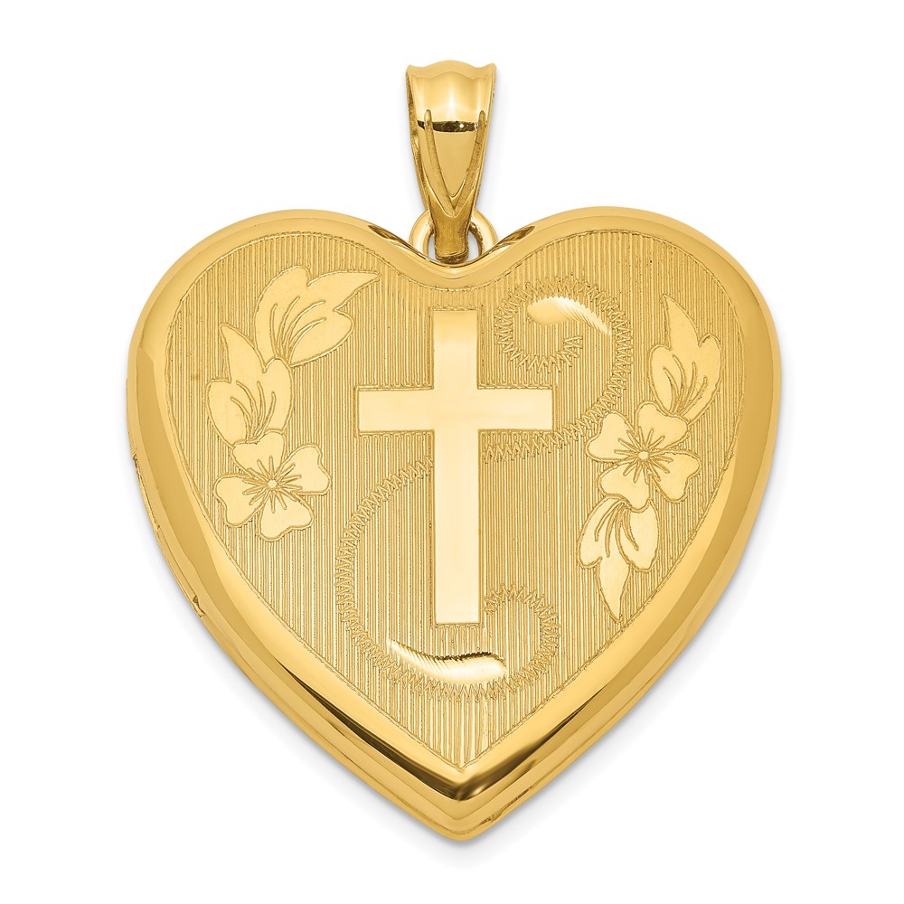 Sterling Silver Gold-tone Cross and Flowers Ash Holder Heart Locket