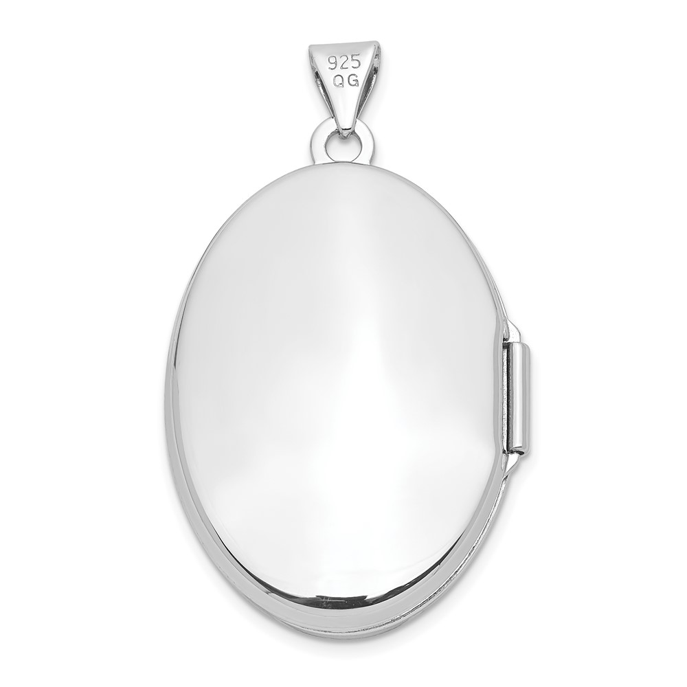 Sterling Silver Rhodium-plated Polished 26mm Oval Locket (QLS99)