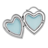 Sterling Silver Rhodium-plated Satin & Polished Xxxooo Heart Locket view 4