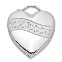 Sterling Silver Rhodium-plated Satin & Polished Xxxooo Heart Locket view 1