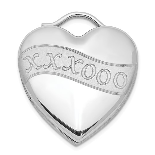 Sterling Silver Rhodium-plated Satin & Polished Xxxooo Heart Locket