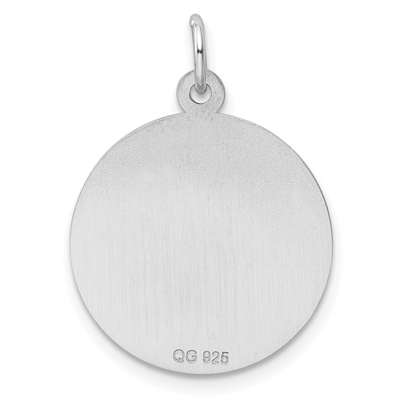 Sterling Silver Rhodium-plated Engravable Girl Disc Charm