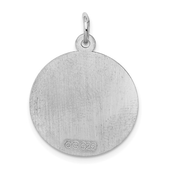 Sterling Silver Rhodium-plated Engravable Girl Disc Charm