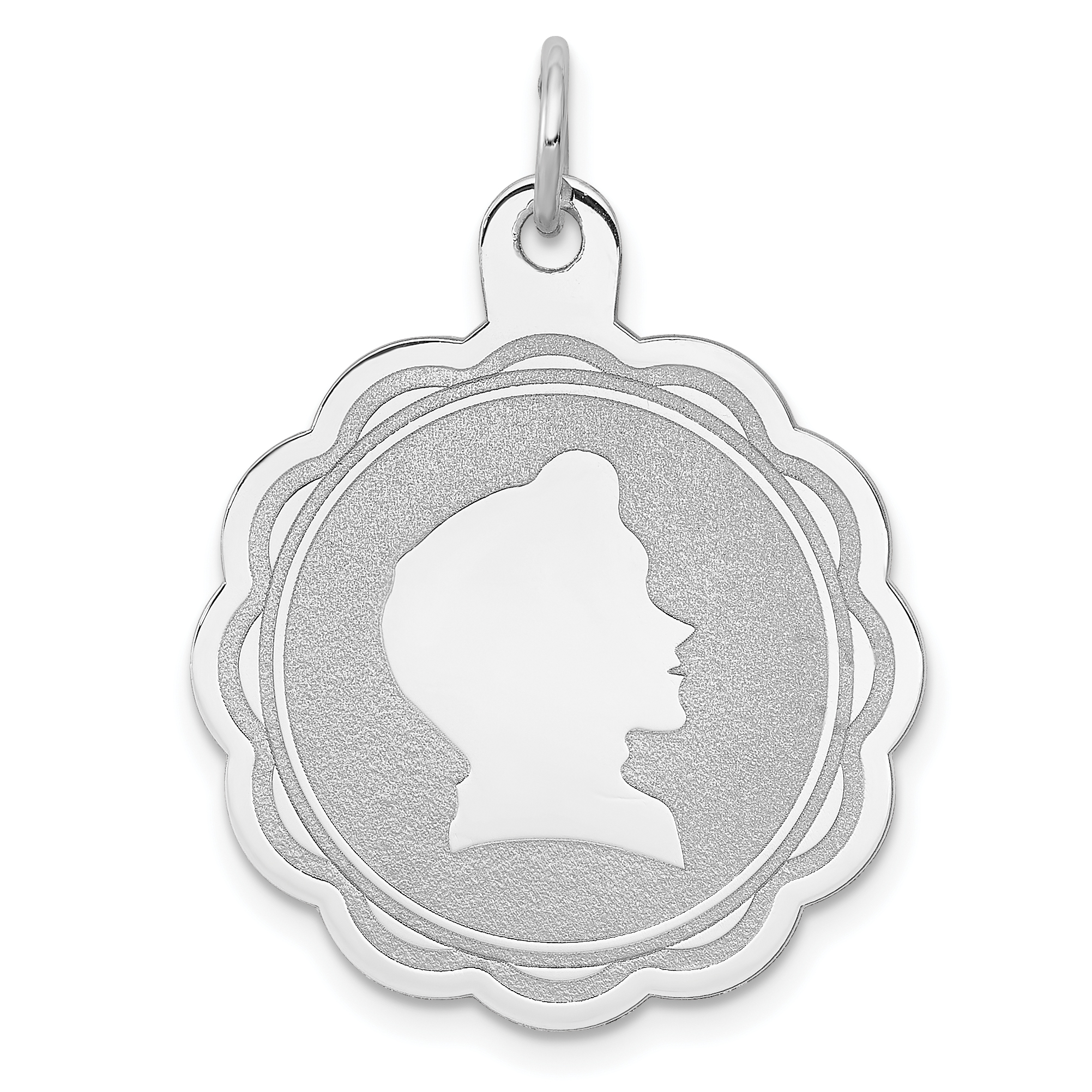 Sterling Silver Rhodium-plated Engraveable Boy Disc Charm (QM319/18)