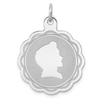 Sterling Silver Rhodium-plated Engravable Boy Disc Charm view 1