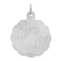 Sterling Silver Rhodium-plated Engraveable Girl Disc Charm view 4