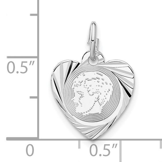 Sterling Silver Engravable Boy Heart Disc Charm