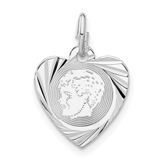 Sterling Silver Engravable Boy Heart Disc Charm