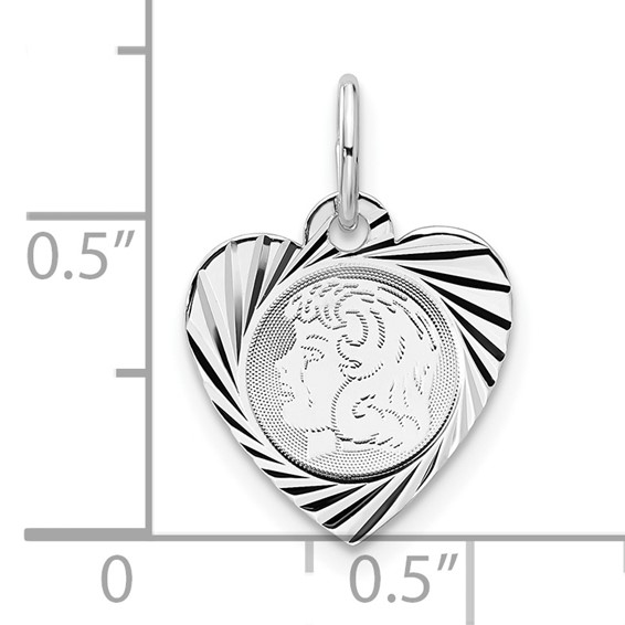 Sterling Silver Engravable Girl Heart Disc Charm