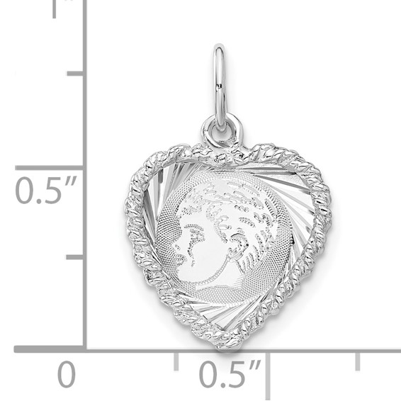 Sterling Silver Engravable Boy Heart Disc Charm