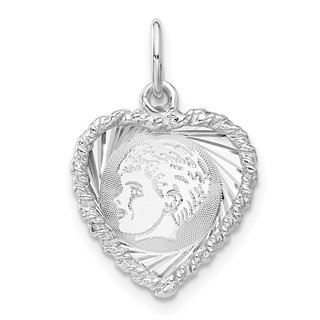 Sterling Silver Engravable Boy Heart Disc Charm