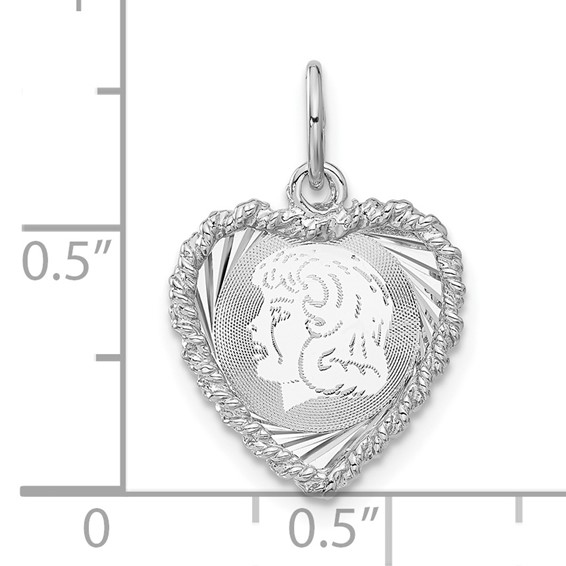 Sterling Silver Engravable Girl Heart Disc Charm