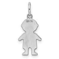 SSilver Rh-plt D C Engravable Boy Polished Front Satin Back Disc Charm view 4